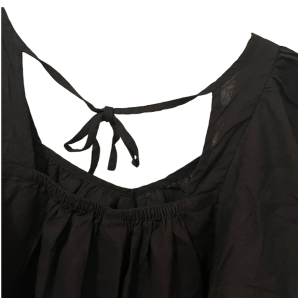 Black Old Navy Women's Flutter-Sleeve Linen-Blend Swing Blouse - Picture 3 of 7